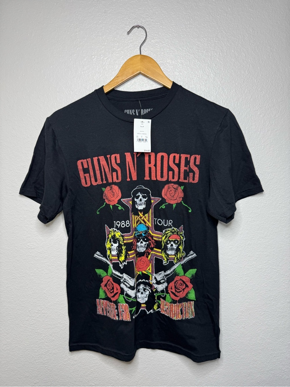 New Guns N' Roses Black 1988 Tour Graphic Short-Sleeve Tee 100% Cotton Unisex S - Picture 6 of 7